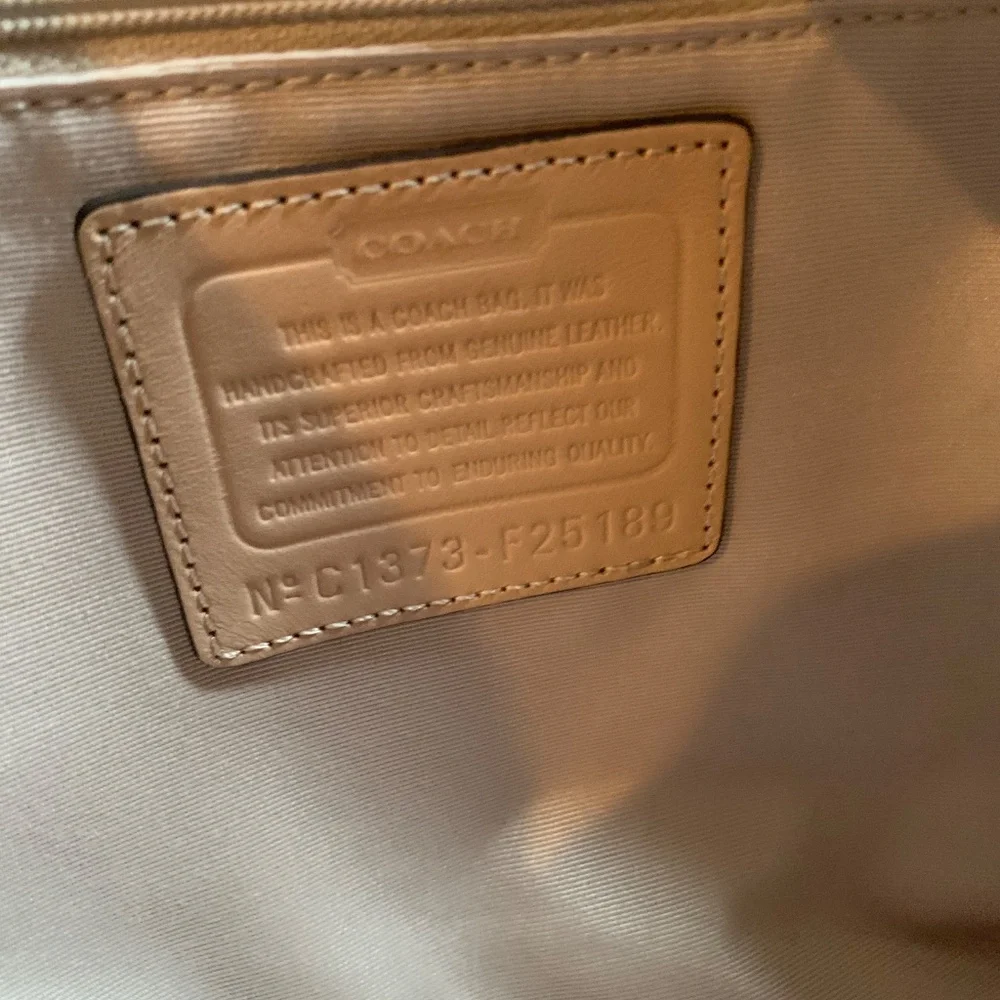 Coach Cream Patent Satchel with Tan Trim
